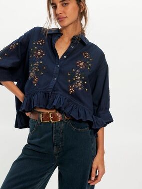 SOLD OUT Free People Bailey Embellished Denim shirt